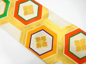 アンティーク　花亀甲模様織り出し袋帯（材料）